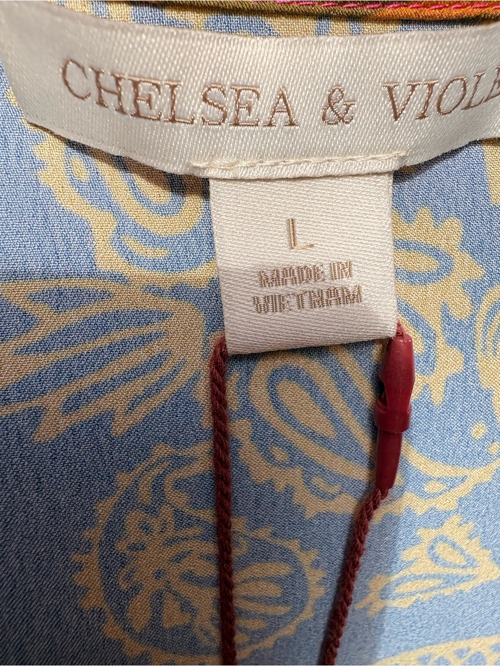 Chelsea & Violet Pink, Orange & Brown Paisley Wrap Mini Dress size large NWT - Picture 7 of 7